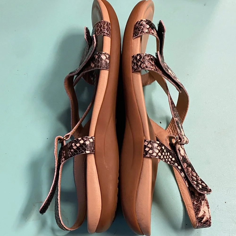 Abeo Snakeskin Leather Strappy Sandals - Brown& White Size 10 - Picture 7 of 8